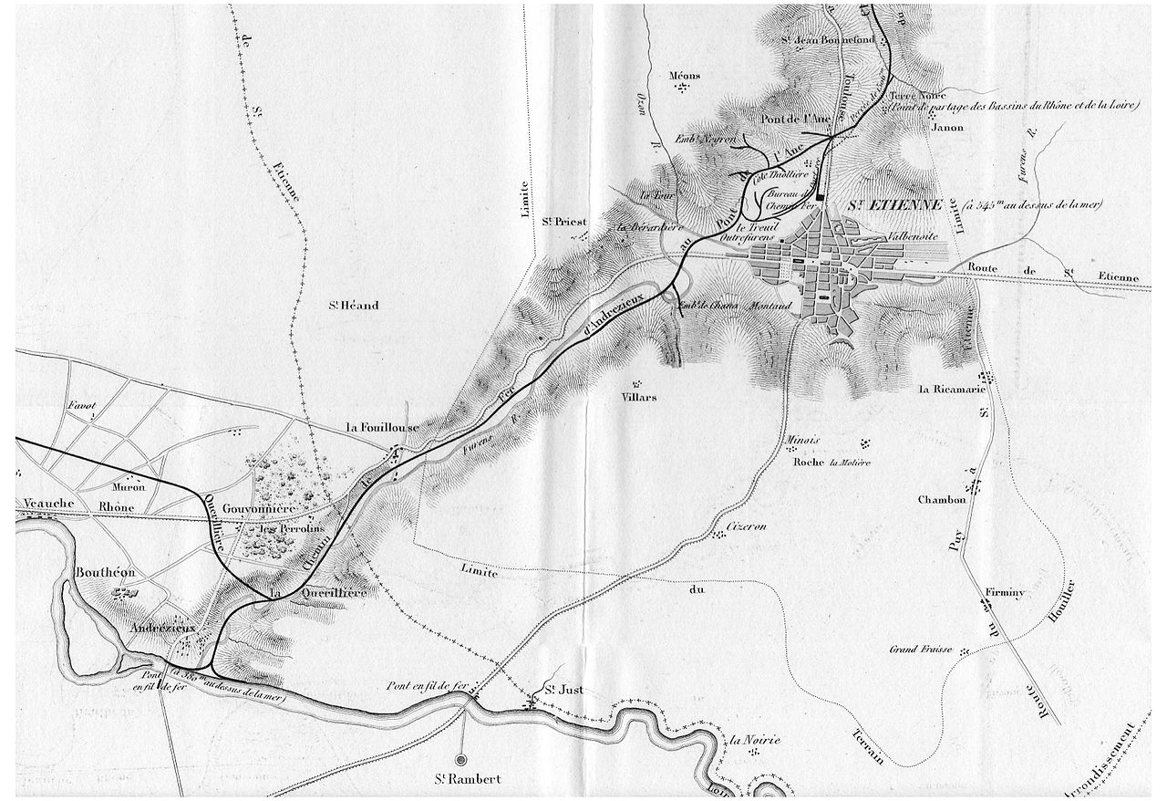 Carte du Chemin de fer de Saint-Etienne à Andrezieux