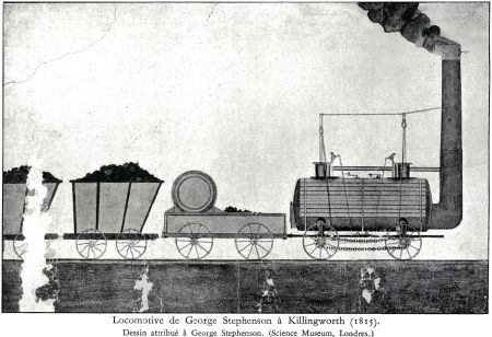 Locomotive de George Stephenson à Killingworth - Dessin attribué à G. Stephenson