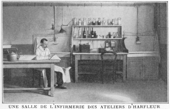 Une salle de l'infirmerie des ateliers d'Harfleur