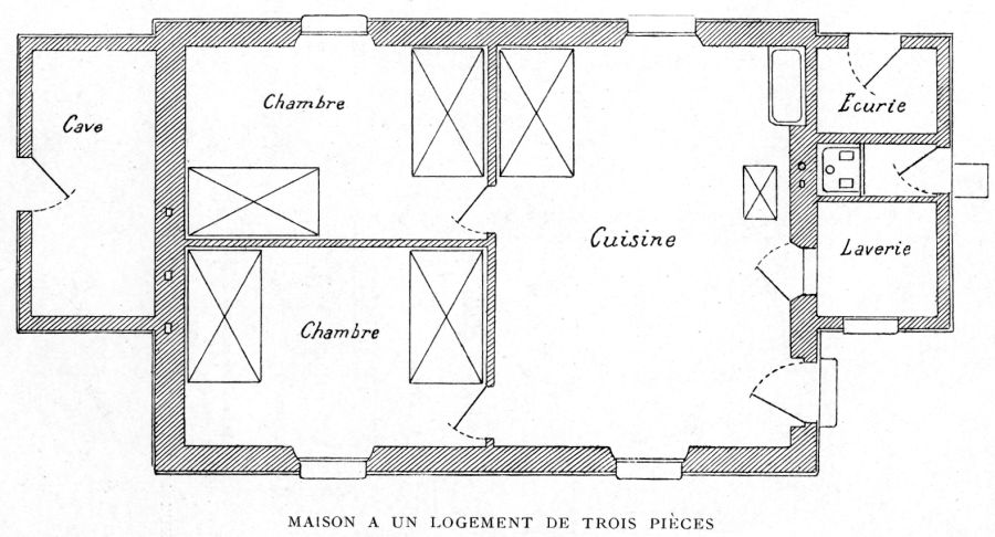 Maison à un logement de trois pièces