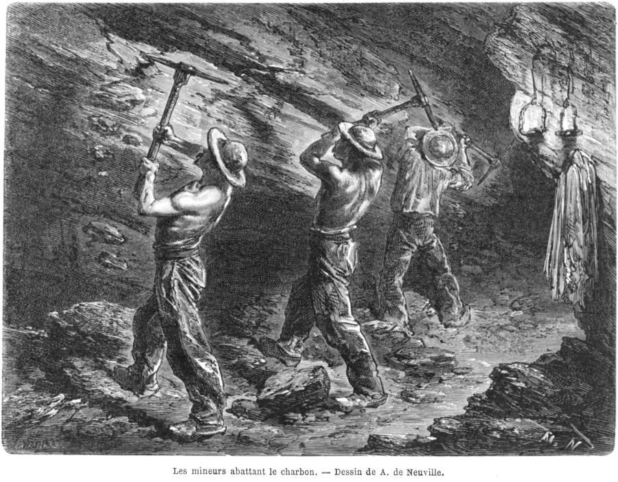 Les mineurs abattant le charbon